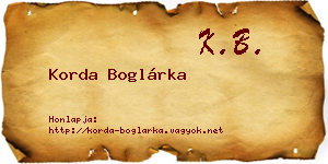 Korda Boglárka névjegykártya